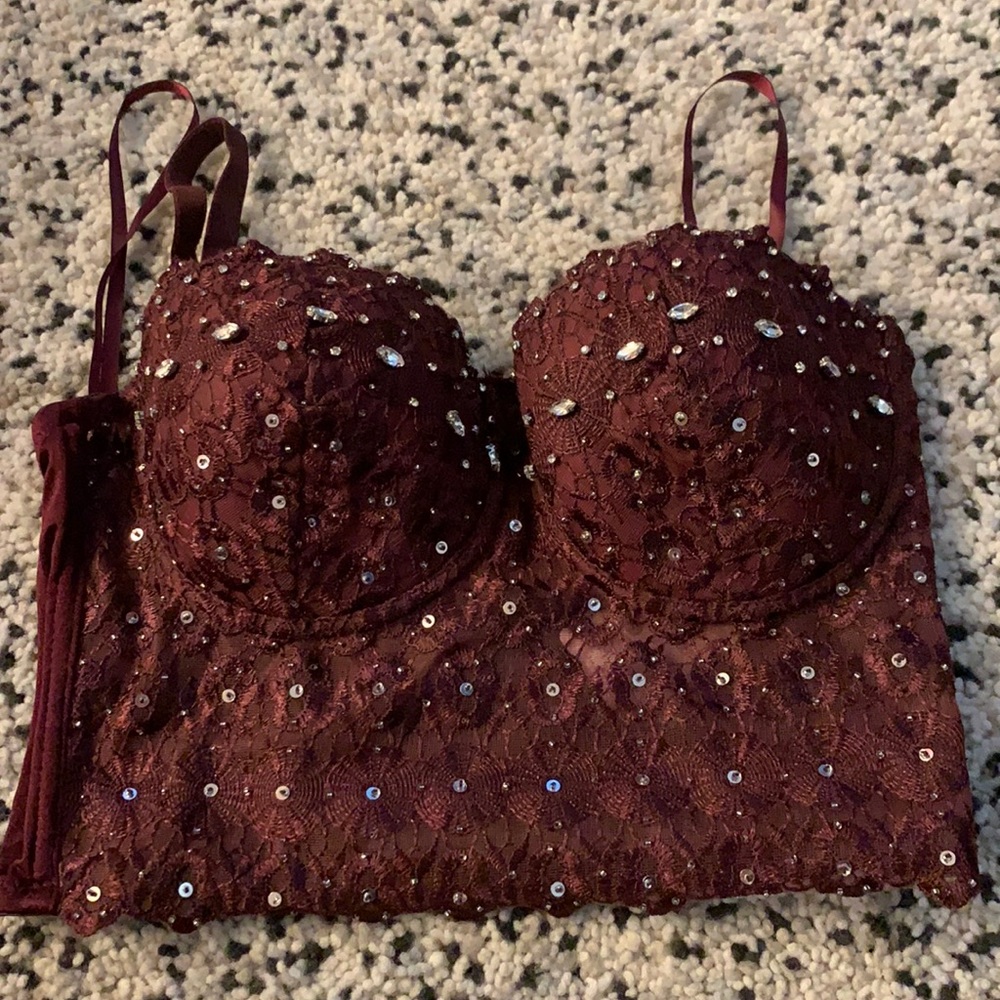 Windsor burgundy bustier top - S